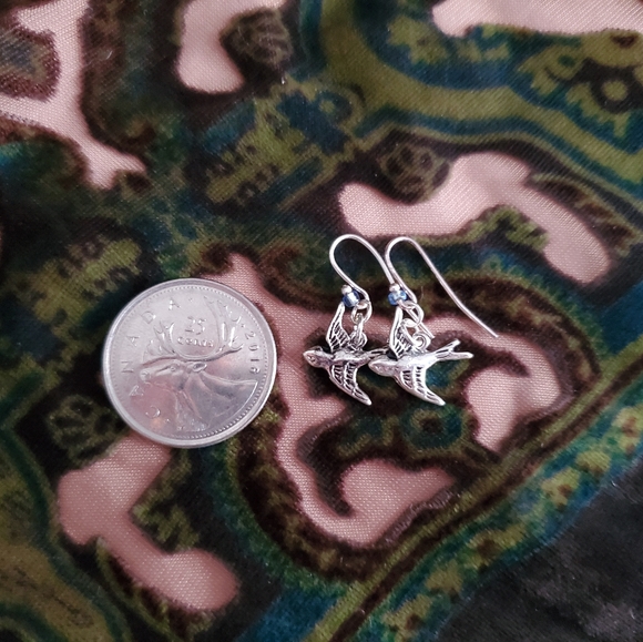 Glass and Sterling Silver (plate) Bird Earrings - Picture 2 of 2